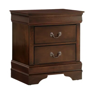 Hivvago Wooden Night Stand With Curvy Handle Drawer Cherry Brown