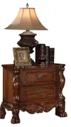 Hivvago Wooden Night Stand With Two Drawer In Traditional Style, Brown In Brown