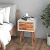 Hivvago Wooden Nightstand Mid-century End Side Table With 2 Storage Drawers-brown