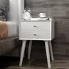 Hivvago Wooden Nightstand Mid-century End Side Table With 2 Storage Drawers-white