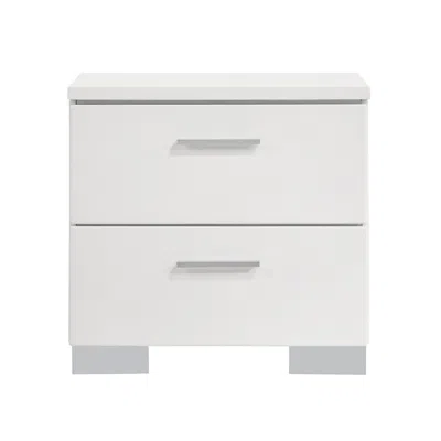 Hivvago Wooden Nightstand With 2 Drawers And Chrome Metal Legs, White