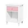 Hivvago Wooden Nightstand With One Drawer And Open Shelf For Bedroom - Pink In White