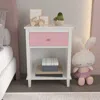 Hivvago Wooden Nightstand With One Drawer And Open Shelf For Bedroom - Pink