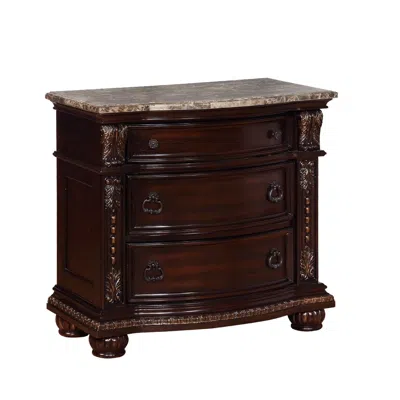 Hivvago Wooden Nightstand With Three Spacious Drawers And Bun Feet, Brown