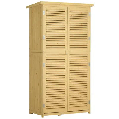 Hivvago Wooden Outdoor Storage Cabinet With Lockable Doors In Yellow