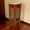 Hivvago Wooden Pedestal Stand With 1 Drawer And Open Bottom Shelf, Oak Brown In Brown
