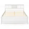 Hivvago Wooden Platform Bed With Headboard And Wood Slat Support White In White