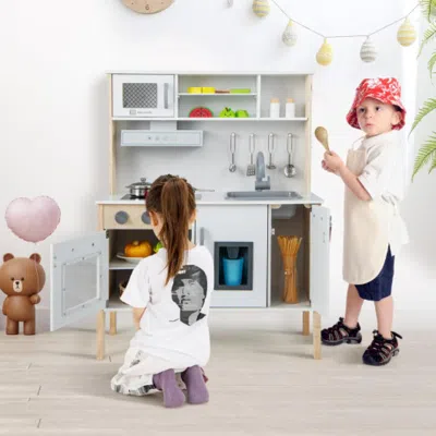 Hivvago Wooden Pretend Play Kitchen Set For Toddlers-white