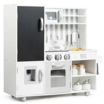 Hivvago Wooden Pretend Play Kitchen Sets With Simulated Sound In White
