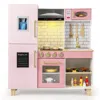 Hivvago Wooden Pretend Play Kitchen With Ice Maker Range Hood And Blackboard-pink