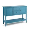 Hivvago Wooden Sideboard Buffet Console Table With Drawers And Storage-blue