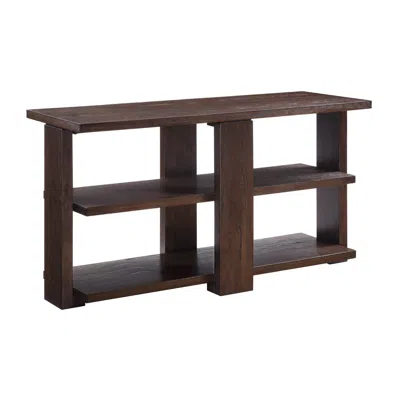Hivvago Wooden Sofa Table With 2 Open Display Shelves, Brown