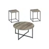 Hivvago Wooden Table Set With Sturdy Metal Base, Set Of Three, Gray And Brown In Nude