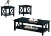 Hivvago Wooden Table Set With X Design On Sides, Pack Of Three, Dark Brown In Black