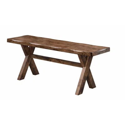 Hivvago Wooden Trestle Style Base Bench, Brown