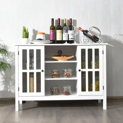 Hivvago Wooden Tv Stand Console Cabinet For 50 Inch Tv-white