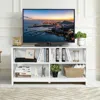 Hivvago Wooden Tv Stand Entertainment For Tvs Up To 55 Inch With X-shaped Frame-white
