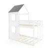 Hivvago Wooden Twin Over Twin Bunk Bed With Full-length Safety Guardrail And Ladder-white And Gray
