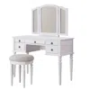 Hivvago Wooden Vanity Set With Stool White In White