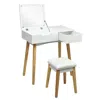 Hivvago Wooden Vanity Table With Flip Top Mirror And Cushioned Stool