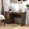 Hivvago Wooden Vintage Computer Desk With 3 Drawers For Home And Office-walnut