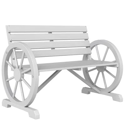 Hivvago Wooden Wagon Wheel Garden Bench In White