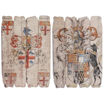 Hivvago Wooden Wall Plaque, Multicolor, Set Of Two In Neutral