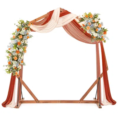 Hivvago Wooden Wedding Arch Solid Wood Arbor Backdrop Stand For Wedding Ceremony-heptagon