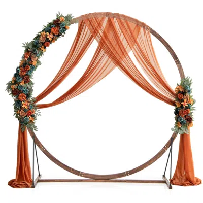 Hivvago Wooden Wedding Arch Solid Wood Arbor Backdrop Stand For Wedding Ceremony-round In Multi