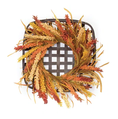 Hivvago Wreath And Wicker Wall Decor 20"sq In Multi