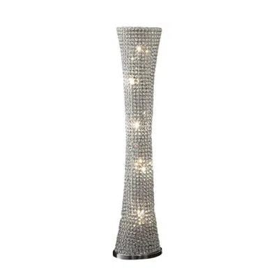Hivvago Wren 57 Inch Floor Lamp, Crystal Base With Subtle Curve, Metal, Silver