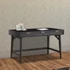 Hivvago Writing Desk With 3 Drawers And Wooden Frame, Black In Gray