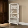 Hivvago X Shape Back Bookcase With 3 Open Shelves And 1 Open Compartment, White In White