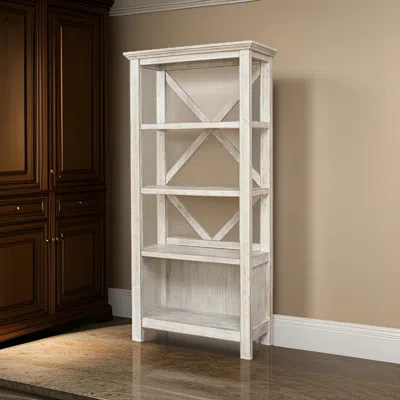 Hivvago X Shape Back Bookcase With 3 Open Shelves And 1 Open Compartment, White