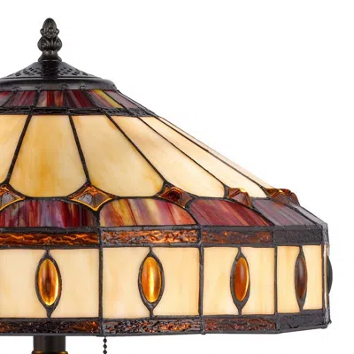 Hivvago Xia 26 Inch Tiffany Style Vintage Table Lamp, Glass Shade, Antique Bronze In Multi