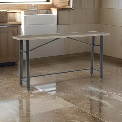 Hivvago Xin 72 Inch Counter Height Table, Sturdy Metal Hardware, Rich Brown Surface In Gray