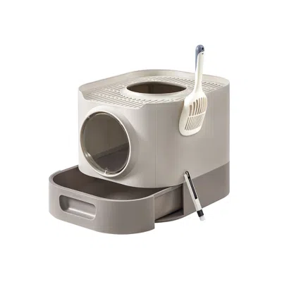 Hivvago Xl Enclosed Cat Litter Box With Slide-out Tray In Multi