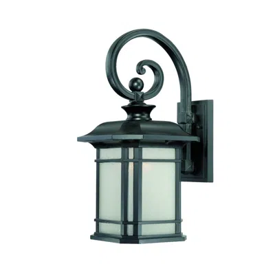 Hivvago Xl Matte Black Frosted Linen Glass Lantern Wall Light