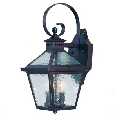 Hivvago Xl Two Antique Bronze Black Hammered Glass Wall Light