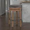 Hivvago Yael Swivel Backless Barstool Set Of 2, Gray Faux Leather, Brown Wood In Brown