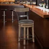 Hivvago Yael Swivel Counter Stool Chair Set Of 2, Gray Faux Leather Brown Wood In Brown