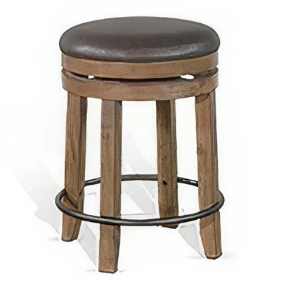 Hivvago Yael Swivel Counter Stool Set Of 2, Gray Faux Leather, Brown, Black
