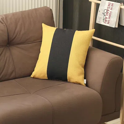 Hivvago Yellow And Black Centered Strap Throw Pillow