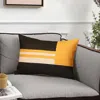Hivvago Yellow And Black Geometric Lumbar Throw Pillow In Multi