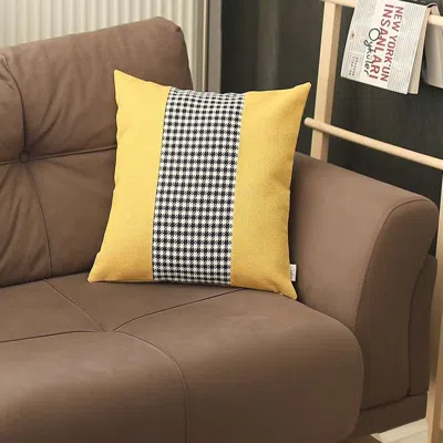 Hivvago Yellow And Black Houndstooth Throw Pillow