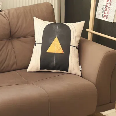 Hivvago Yellow And Cream Arrowhead Printed Throw Pillow In Multi