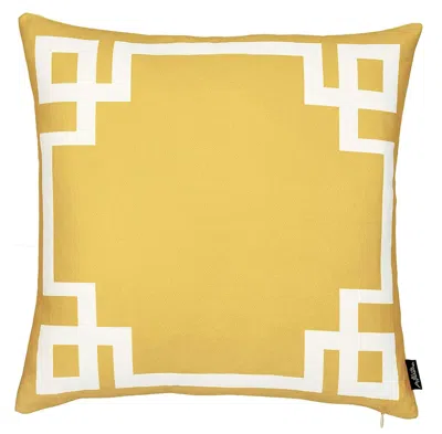 Hivvago Yellow And White Geometric Border Throw Pillow