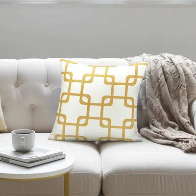 Hivvago Yellow And White Grid Geometric Throw Pillow