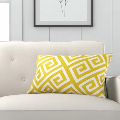 Hivvago Yellow Greek Key Pattern Lumbar Throw Pillow