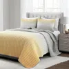 Hivvago Yellow Orange Grey Lightweight Crinkle Fabric 3 Piece Quilt Set